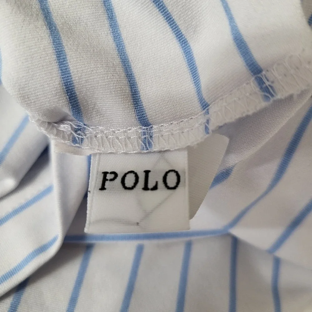 Polo Ralph Lauren Men Polo Shirt 2XL White‎ Striped Performance Logo Embroidered